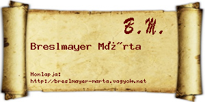 Breslmayer Márta névjegykártya